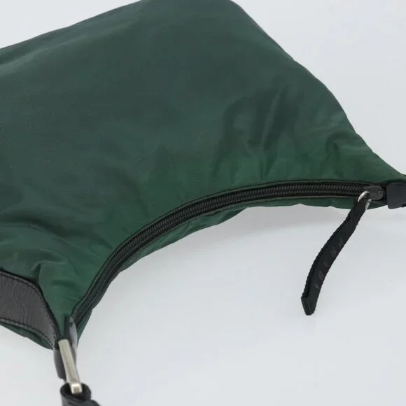 Authentic PRADA Shoulder Bag Nylon Khaki Silver - Picture 13 of 16